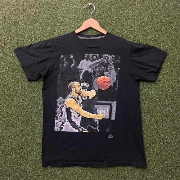 Rare Majestic Manu Ginobli James Harden NBA San Antonio Spurs Graphic Tee Shirt