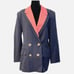 NWT Christian Dior Two Button Linen Blazer Navy Blue/Coral Size 12