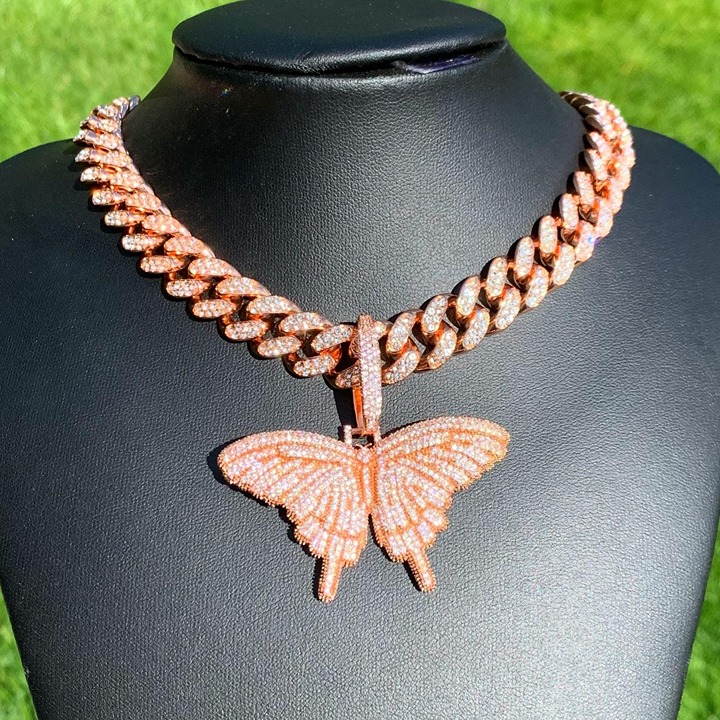 Butterfly Cuban Link Chain Iced