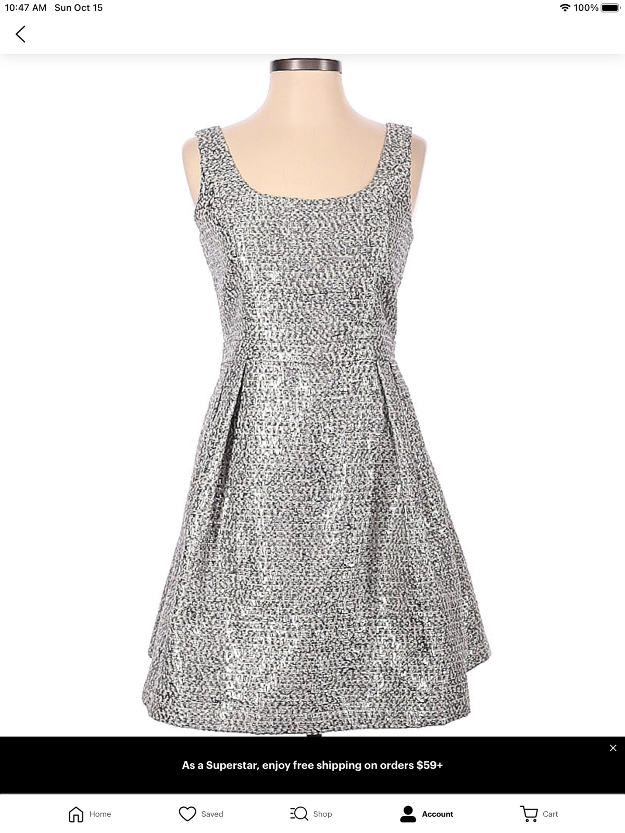 Julie Brown silver dress Sz 8
