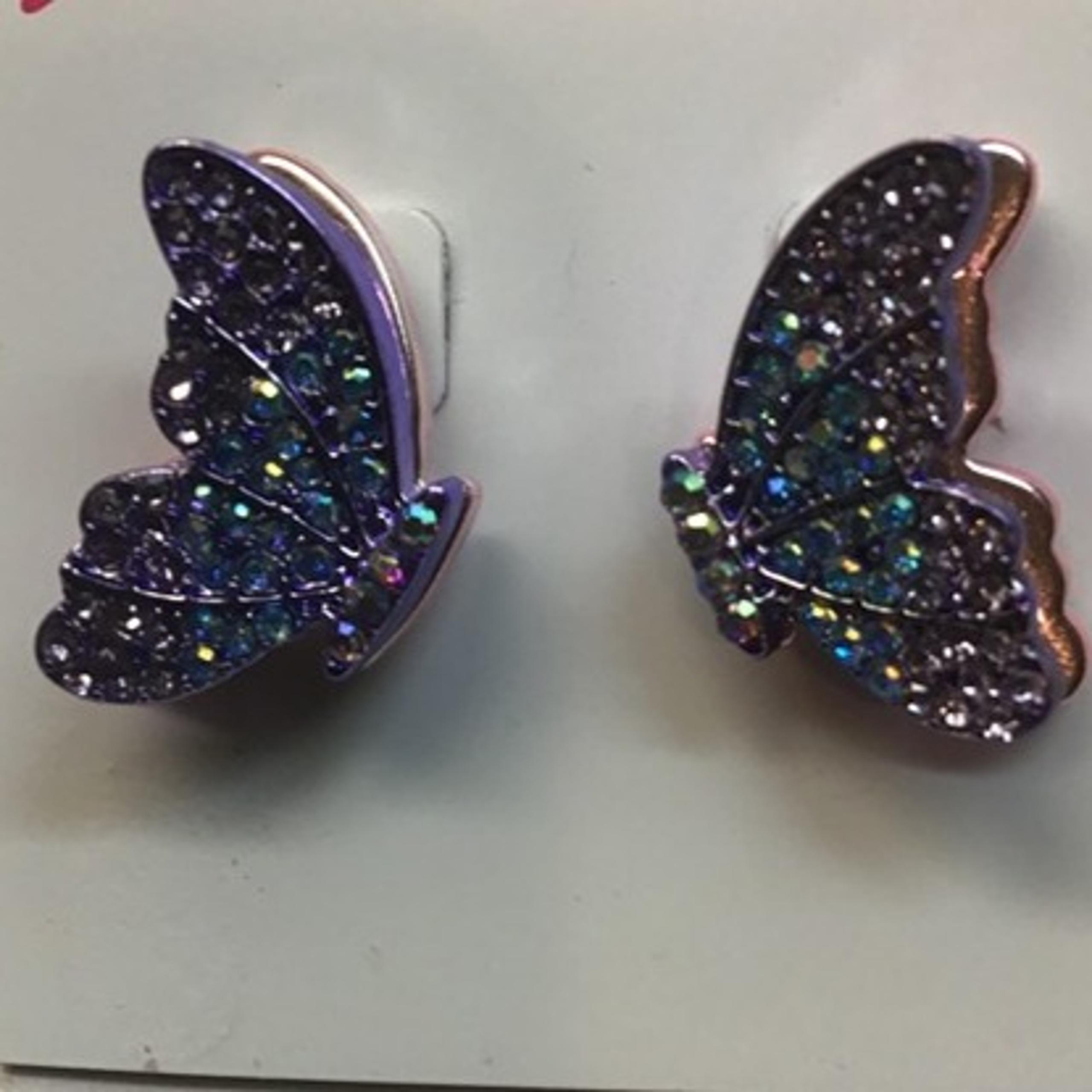 Betsey Johnson New Blue and Lavender Butterfly Earrings