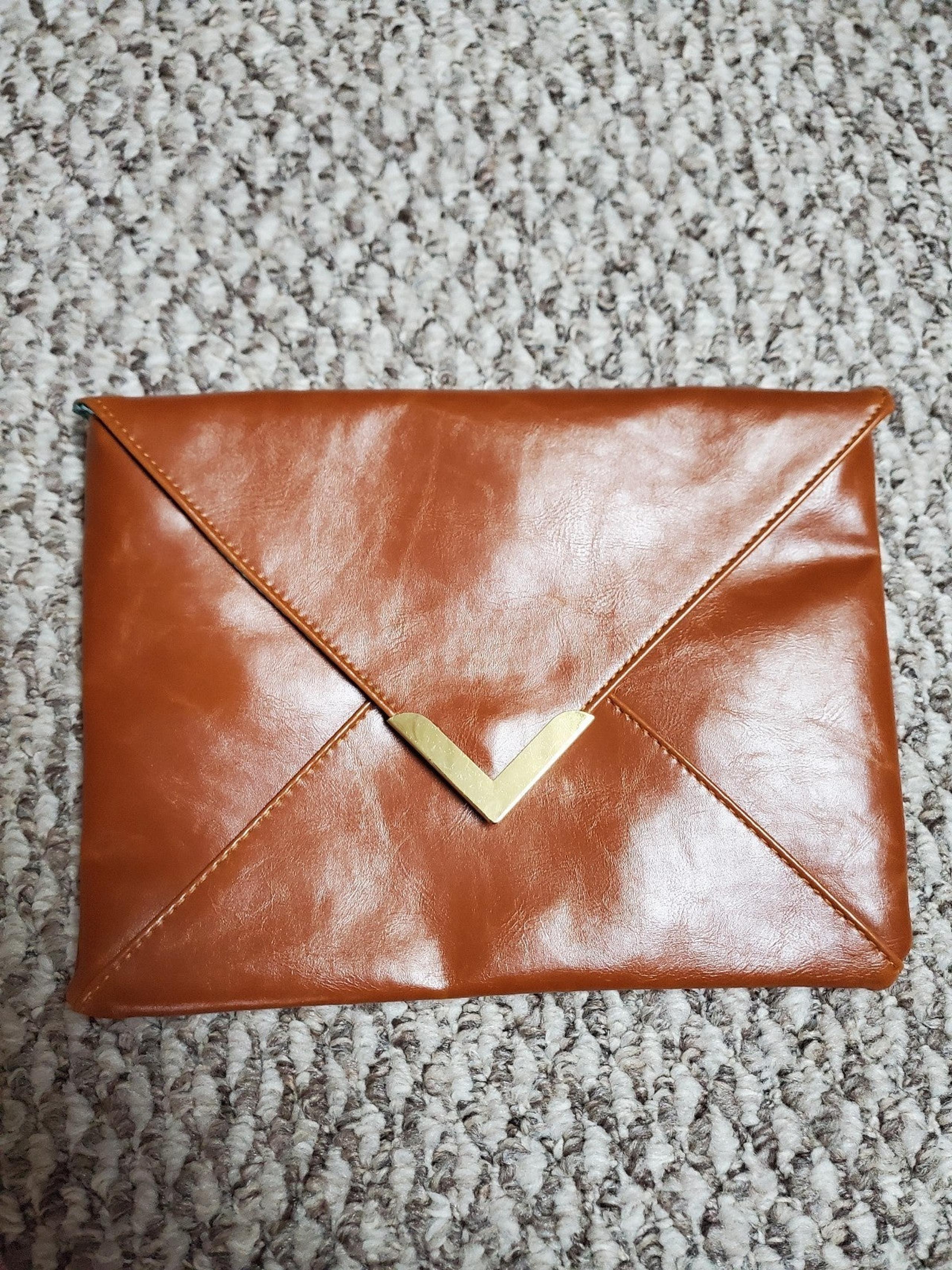 Vintage Nordstrom Envelope Clutch: Caramel Vegan Leather