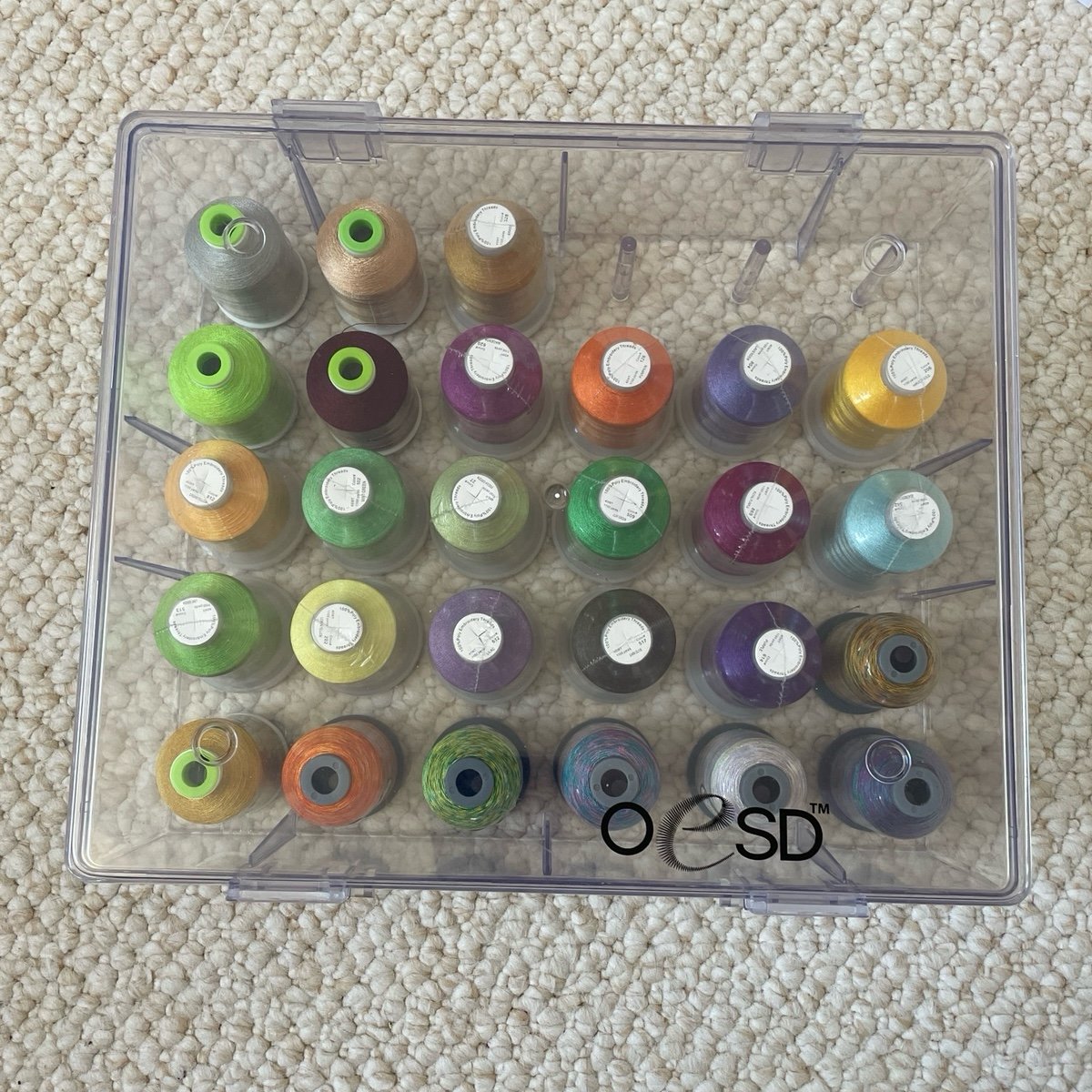 Set of 27 100% polyester embroidery thread spools! - NWT includes case