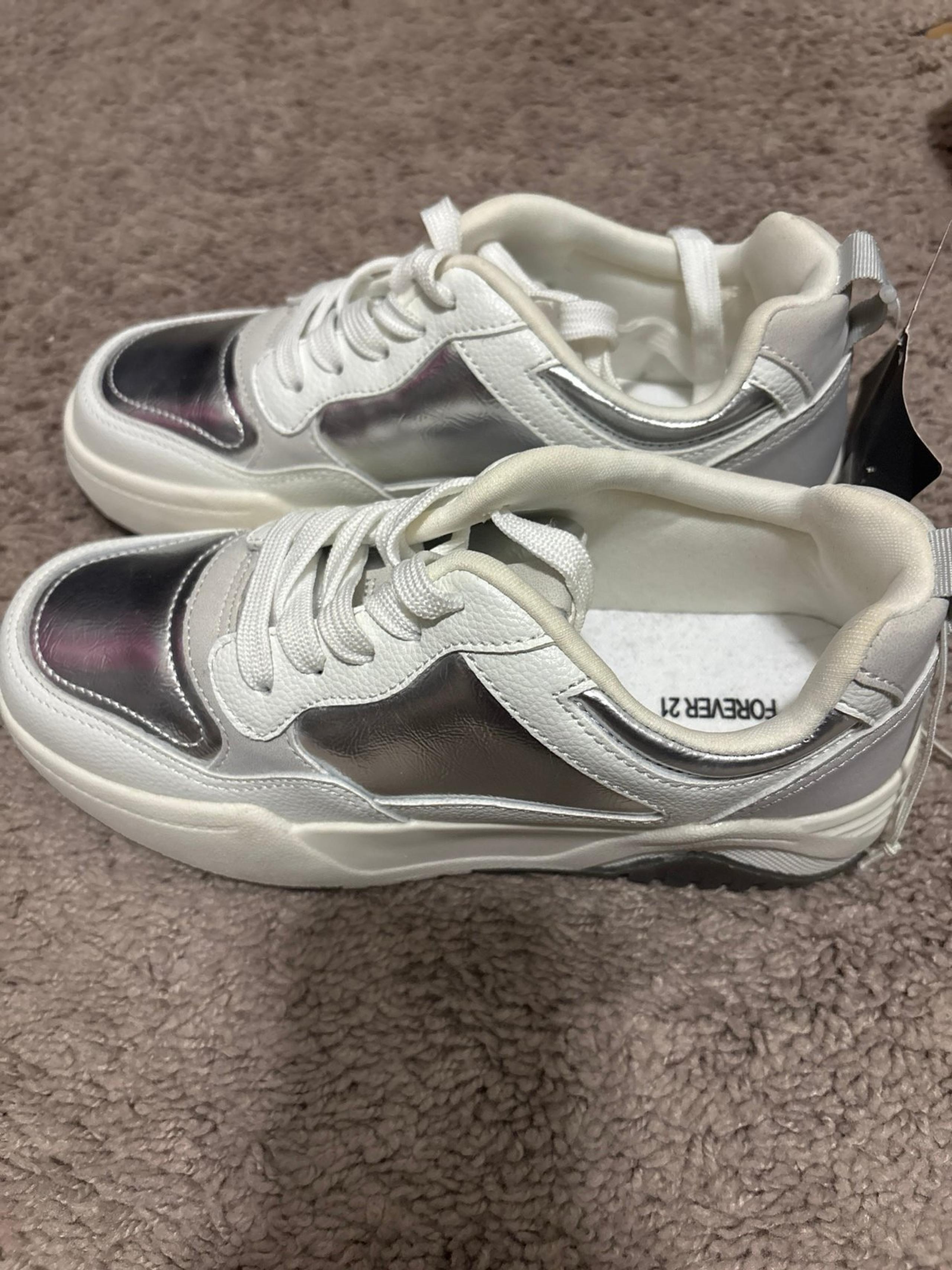 Forever 21 white/silver fashion sneakers