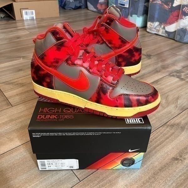 Nike Dunk High 1985 Red High Acid Wash Men 12.5