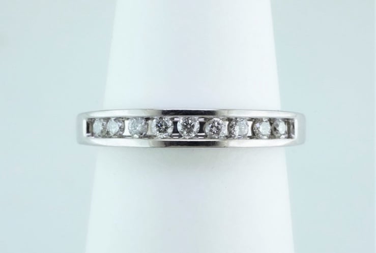 14k white gold natural diamond anniversary band