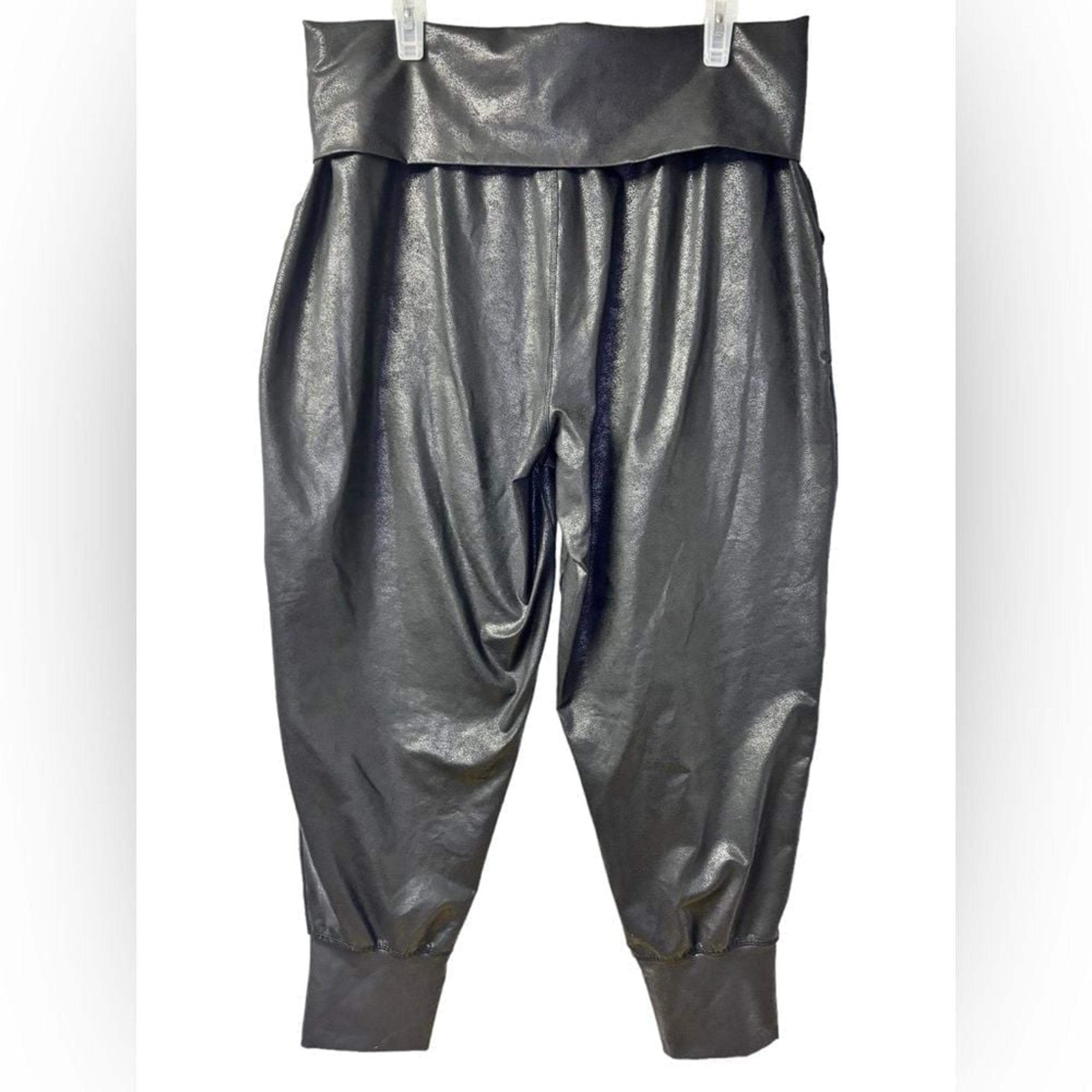 Offline By Aerie Gypsy Harem Faux Metallic Leather Black Pants- Womens Size XL