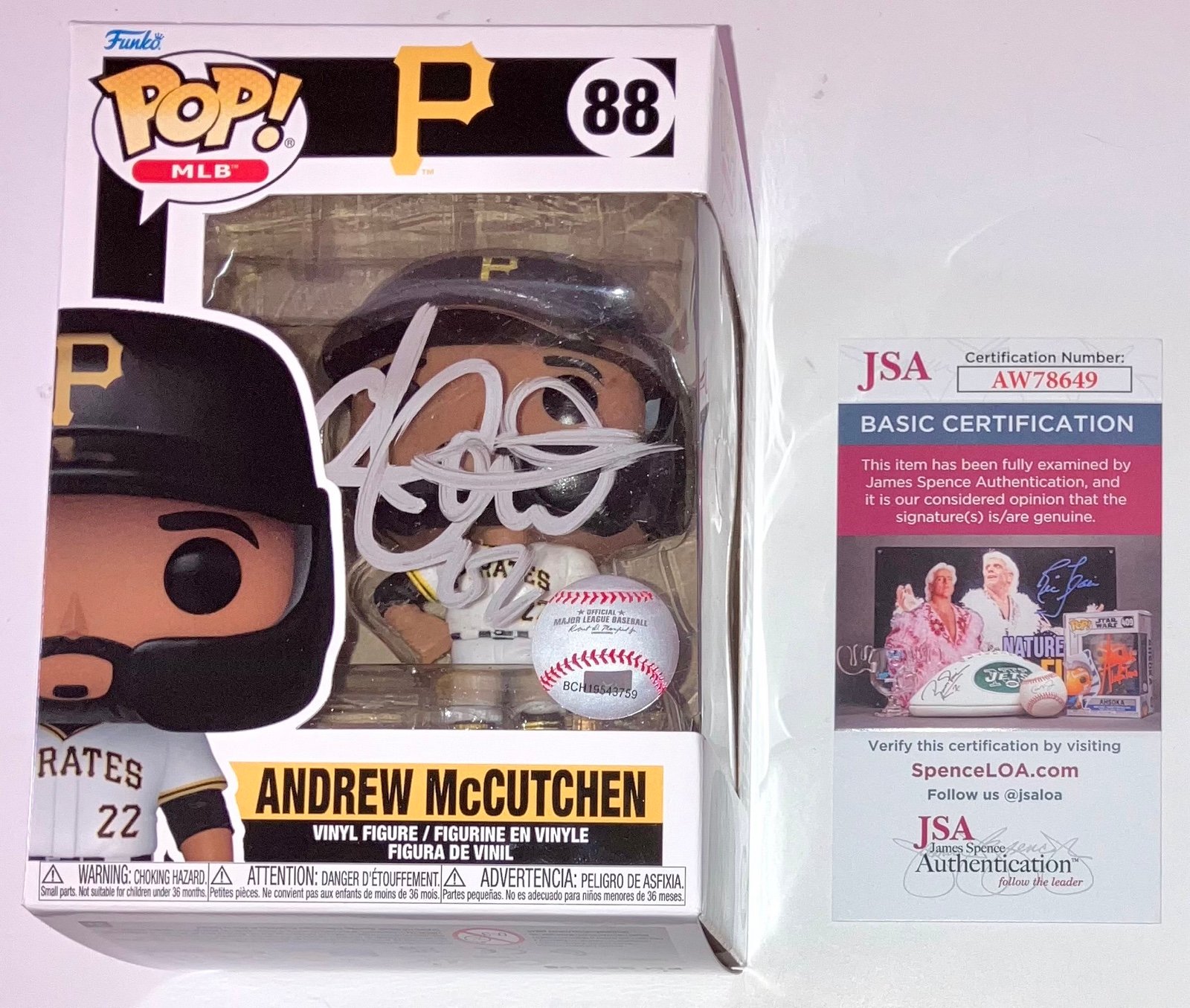ANDREW MCCUTCHEN SIGNED AUTOGRAPHED PITTSBURGH PIRATES FUNKO POP 88 JSA COA RARE