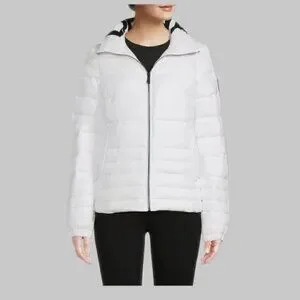 Free shipping DKNY White Puffer Jacket Women Size Large