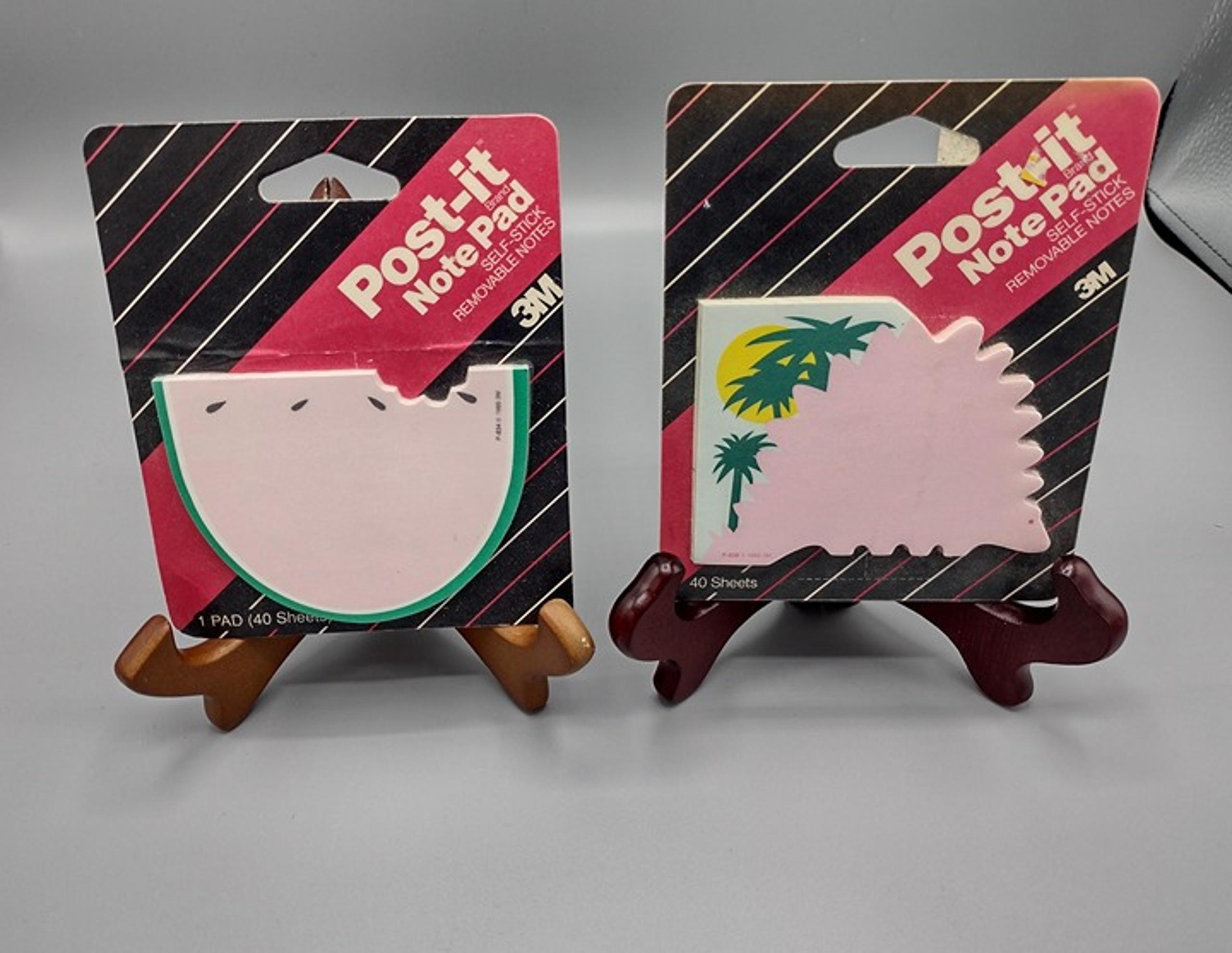 2 packs vintage 3M Post-it NotePads dinosaur watermelon 1980s 1990s NOS