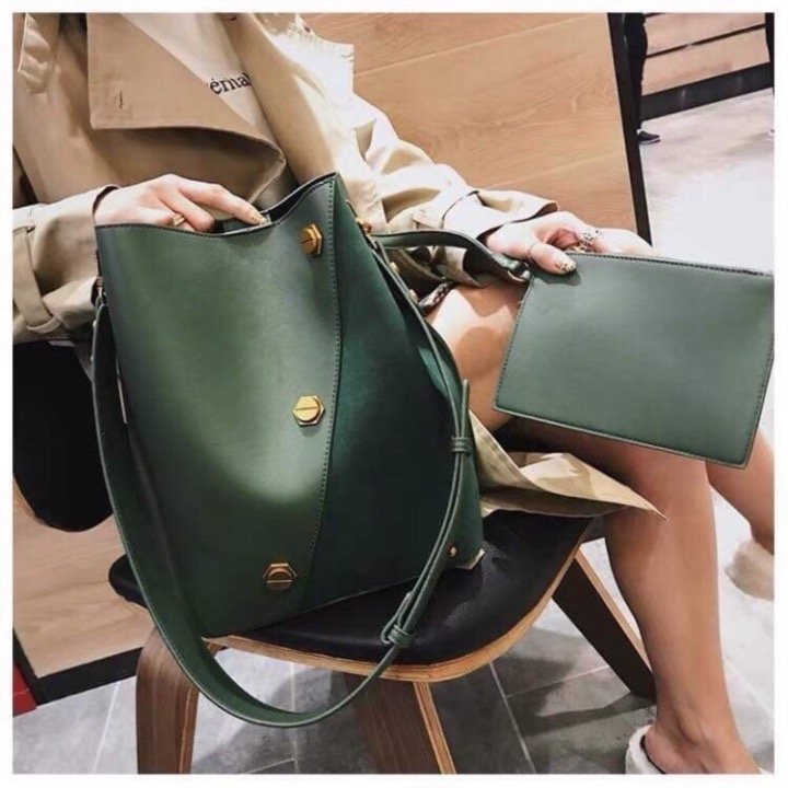 BERLINE Rivet Bucket Bag - Green