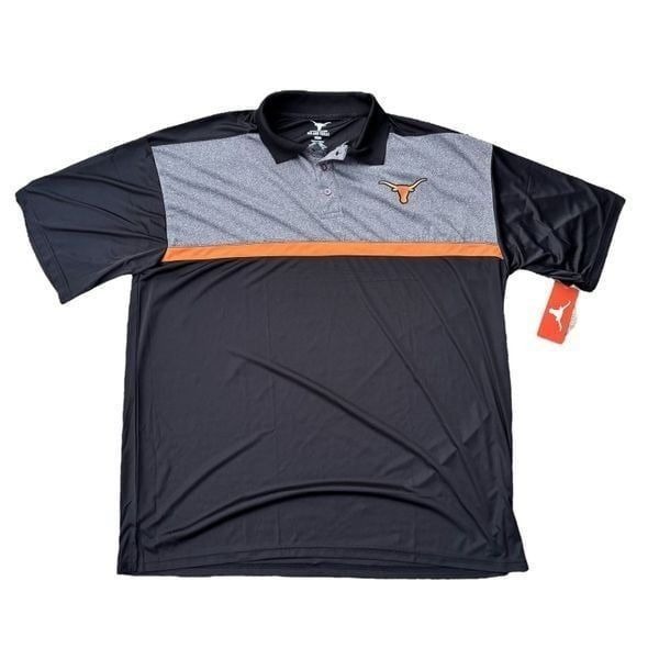 Men's Heathered Black/Heathered Charcoal Texas Longhorns Yoke Polo 3XLT