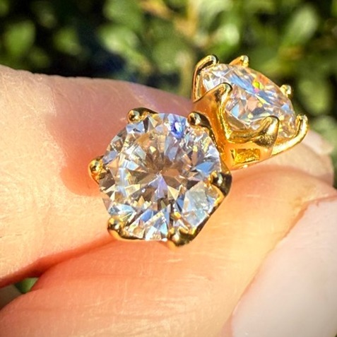 2ct 6.5mm Certified Diamond Moissanite Gold/Silver Party Wedding Stud Earrings