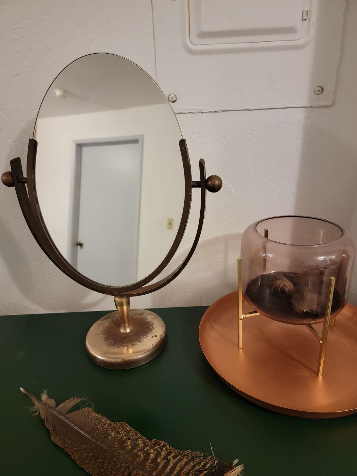 Vintage 1940's brass mirror