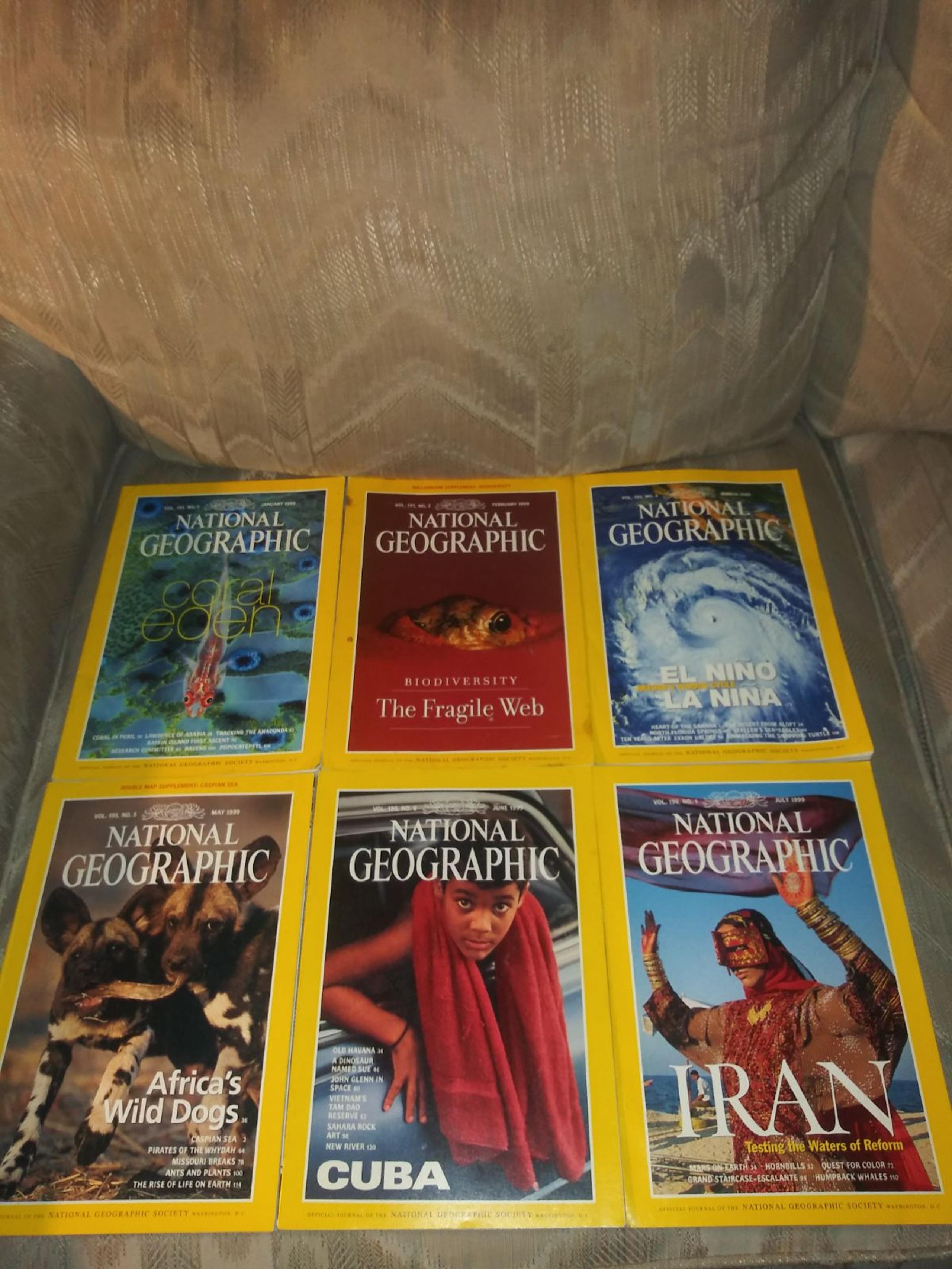 6 1999 National Geographic Magazines Lot