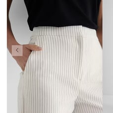 Express Editor Women’s Straight Ankle Super High-Rise Pants White Pinstripe 14R