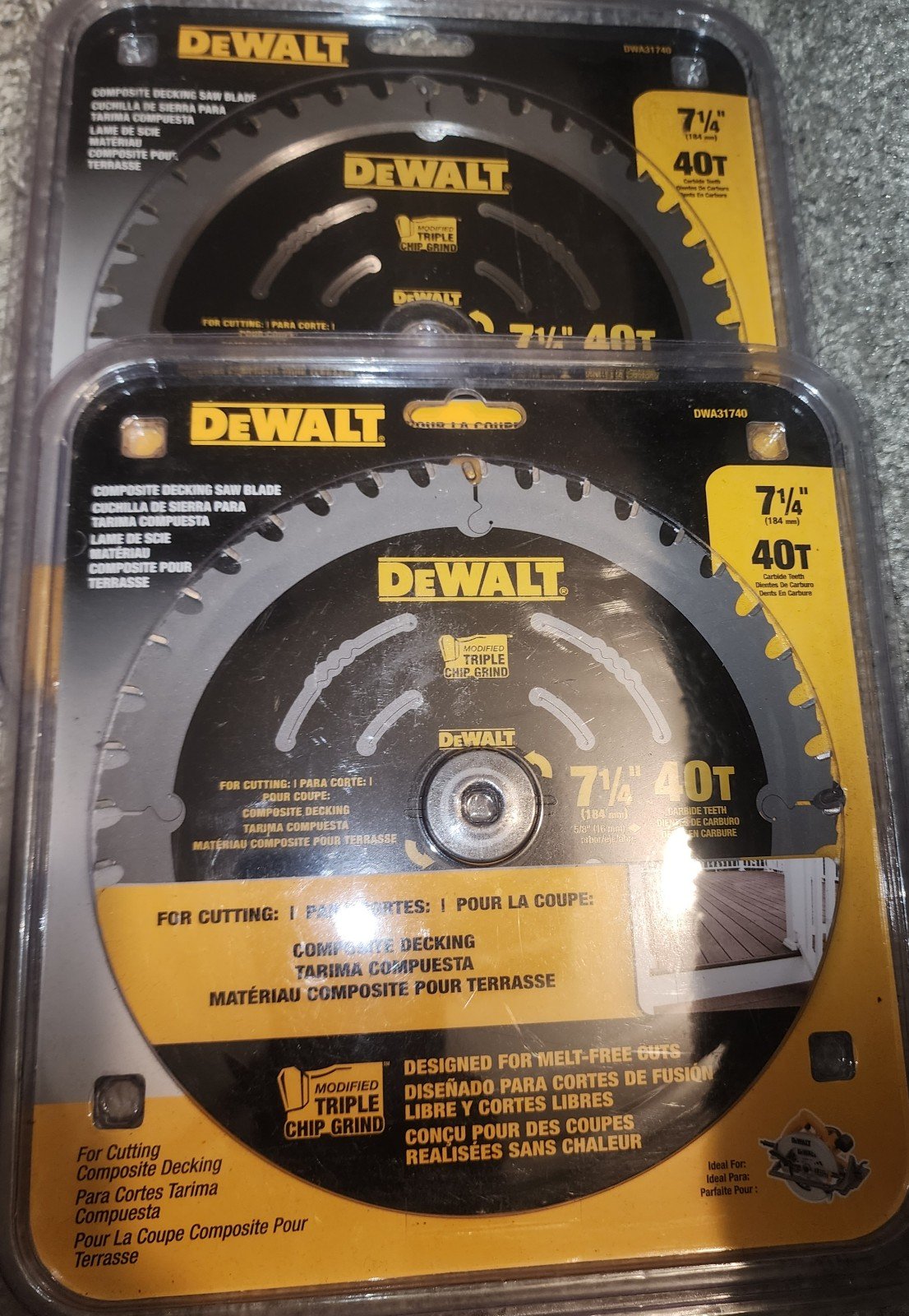 (2) Dewalt Composite Decking Saw Blade 7 1/4 40T .....Sealed