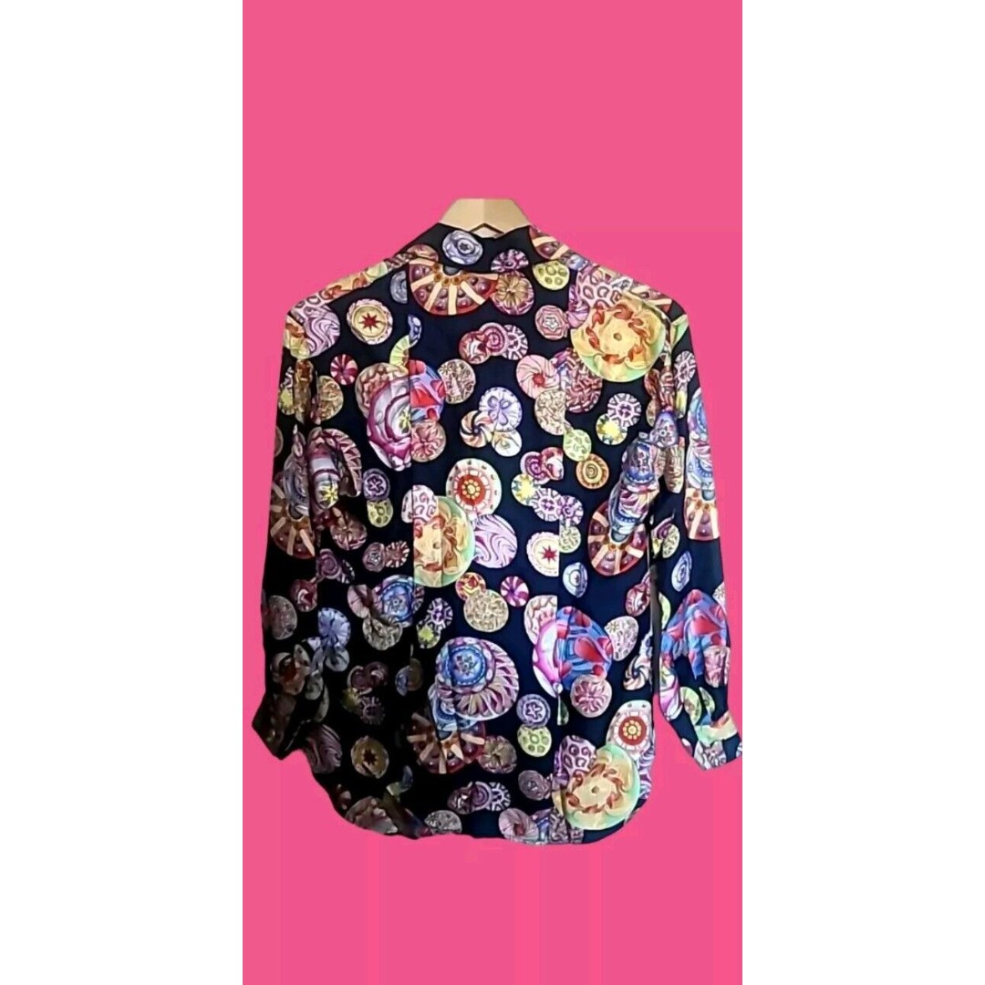 Vintage 100% Silk Carlisle Psychedelic Retro Shirt Woman's XL Rare