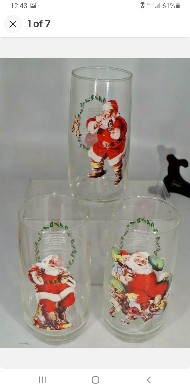 Vintage COCA-COLA SANTA Haddon Sundblom Glasses Series 1 - Complete Set of 3