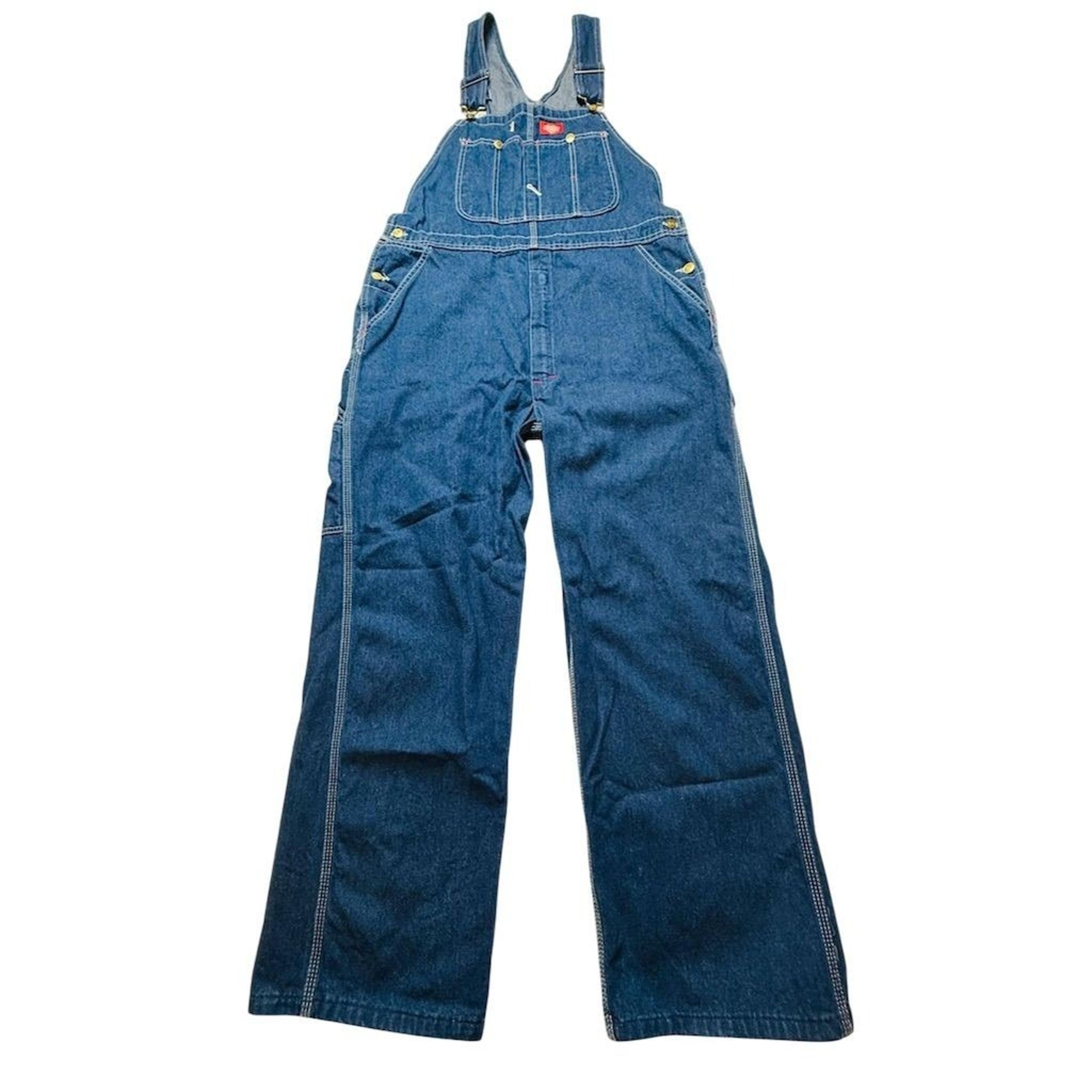 Vtg Dickies Men's Blue Denim Bib Overalls Size 38x30 Adjustable Straps farmcore