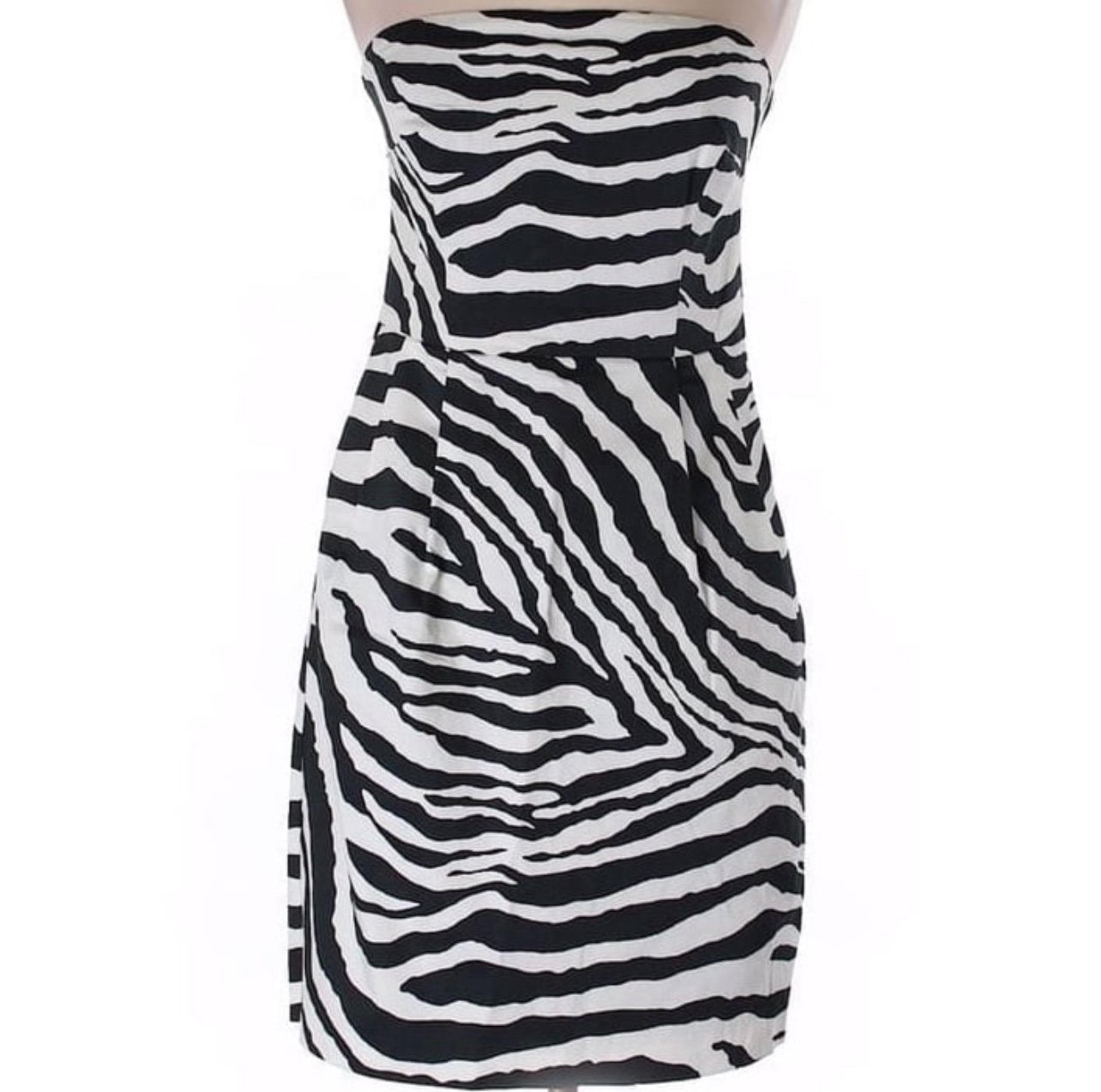EXPRESS Zebra Print  STRAPLESS  DRESS  With Pockets- SIZE 4