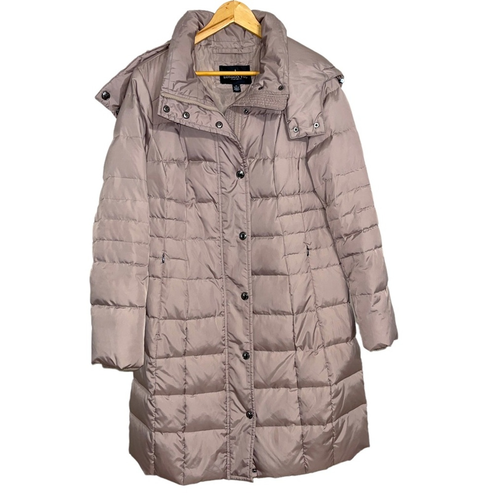 London Fog Tower Goose Down Detachable Hood Puffer Jacket Blush Size M