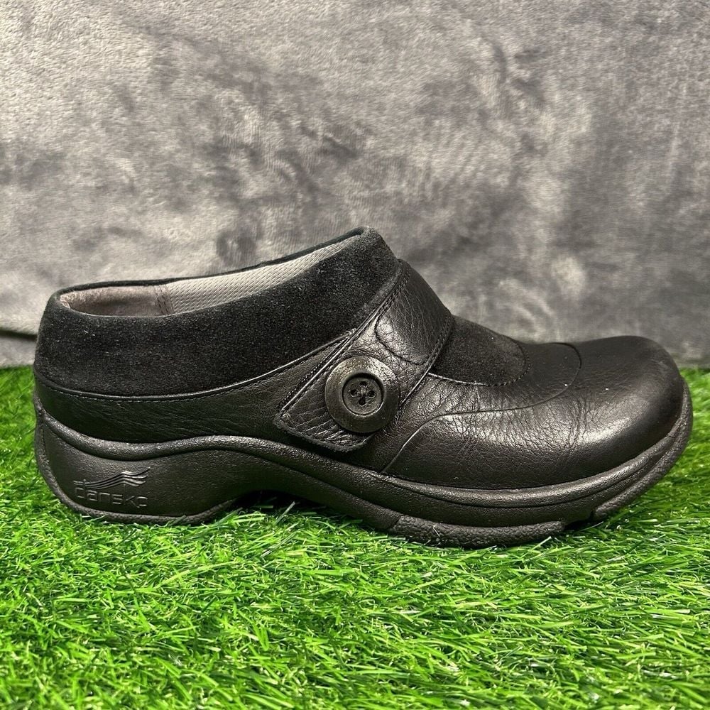Dansko Kaya Clogs Womens 6.5 - 7 Black Leather Shoes Mules Comfort Slip On Work