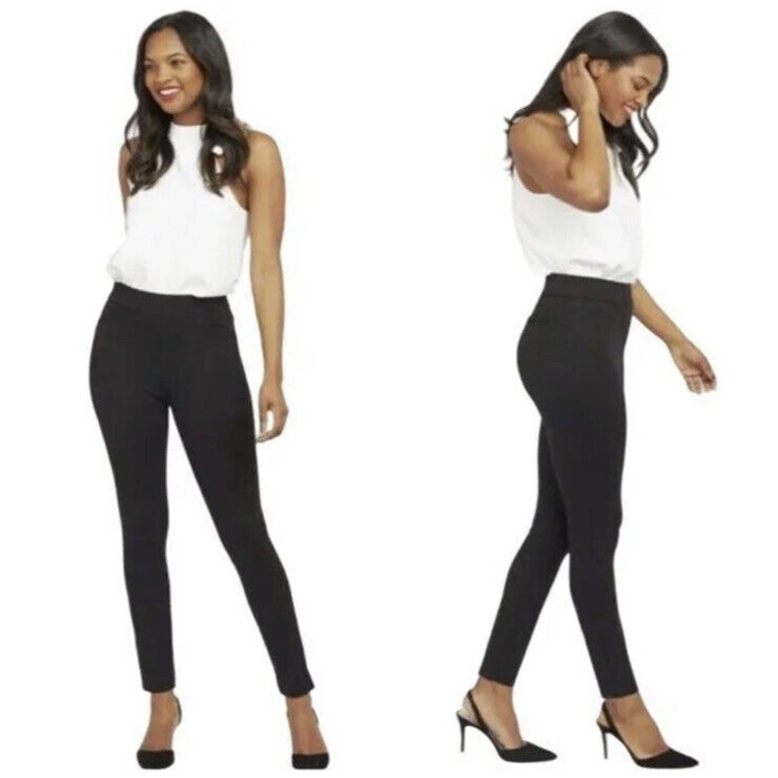 Spanx The Perfect Pant Ankle Backseam Skinny Black Womens Small Tall