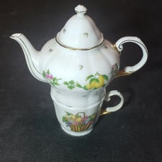 Stackable porcelain Fruit basket Teapot & Teacup Set