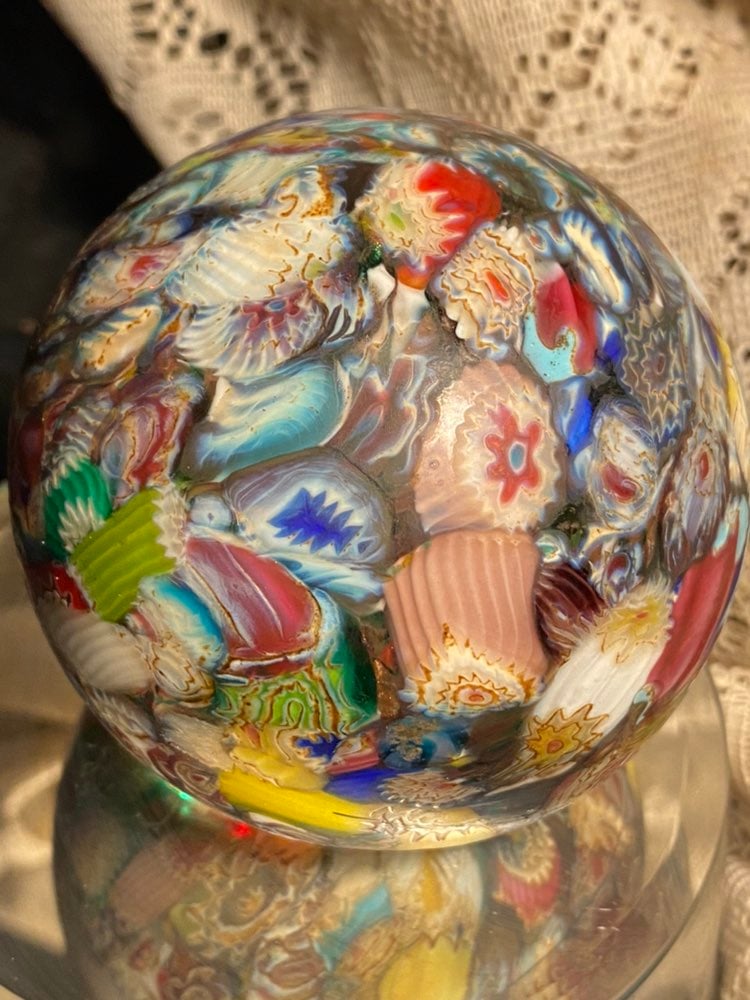 Antique Murano Millefiora 1887 paperweight