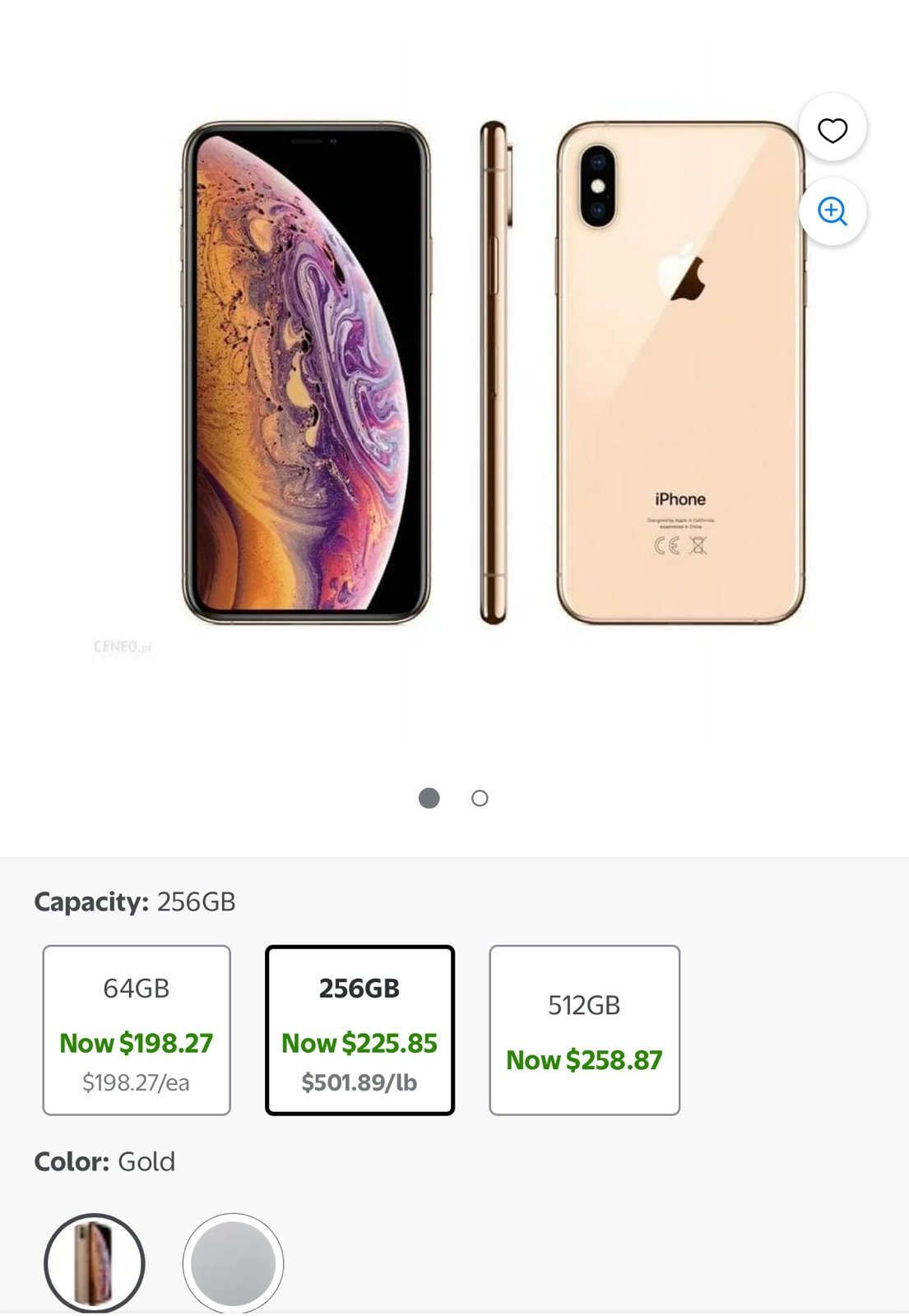 iphone xs max 256 gb gold + Case