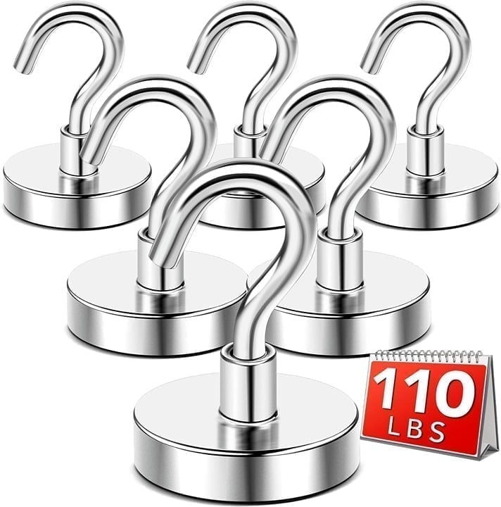 Magnetic Hooks,110 Lb Heavy Duty Strong Magnet with Hook 6 Packs