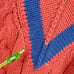 Vtg GAP Men's V-Neck Red Blue Green Cable Knit Chunky Sweater Sz M