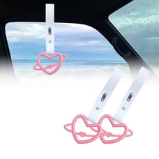 NEW 2PCS SPACE HEART PINK JDM TSURIKAWA RING White Handle Strap Drift Charm