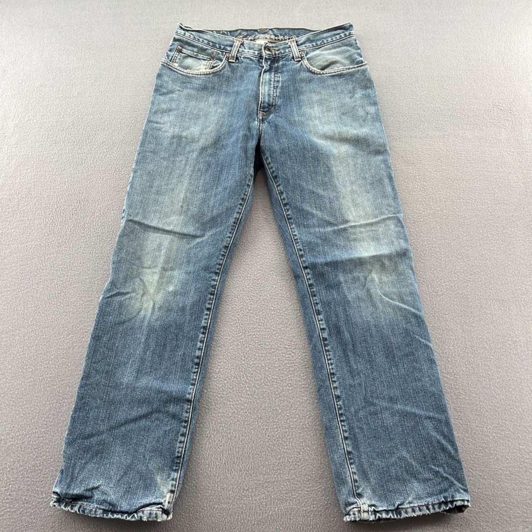 Eddie Bauer Jeans Mens Size 32x32 Medium Wash Straight Legs Flannel Lined