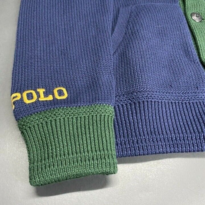 Polo Ralph Lauren Navy P-Wing Patch Letterman Cardigan Men’s Medium Vintage Rare