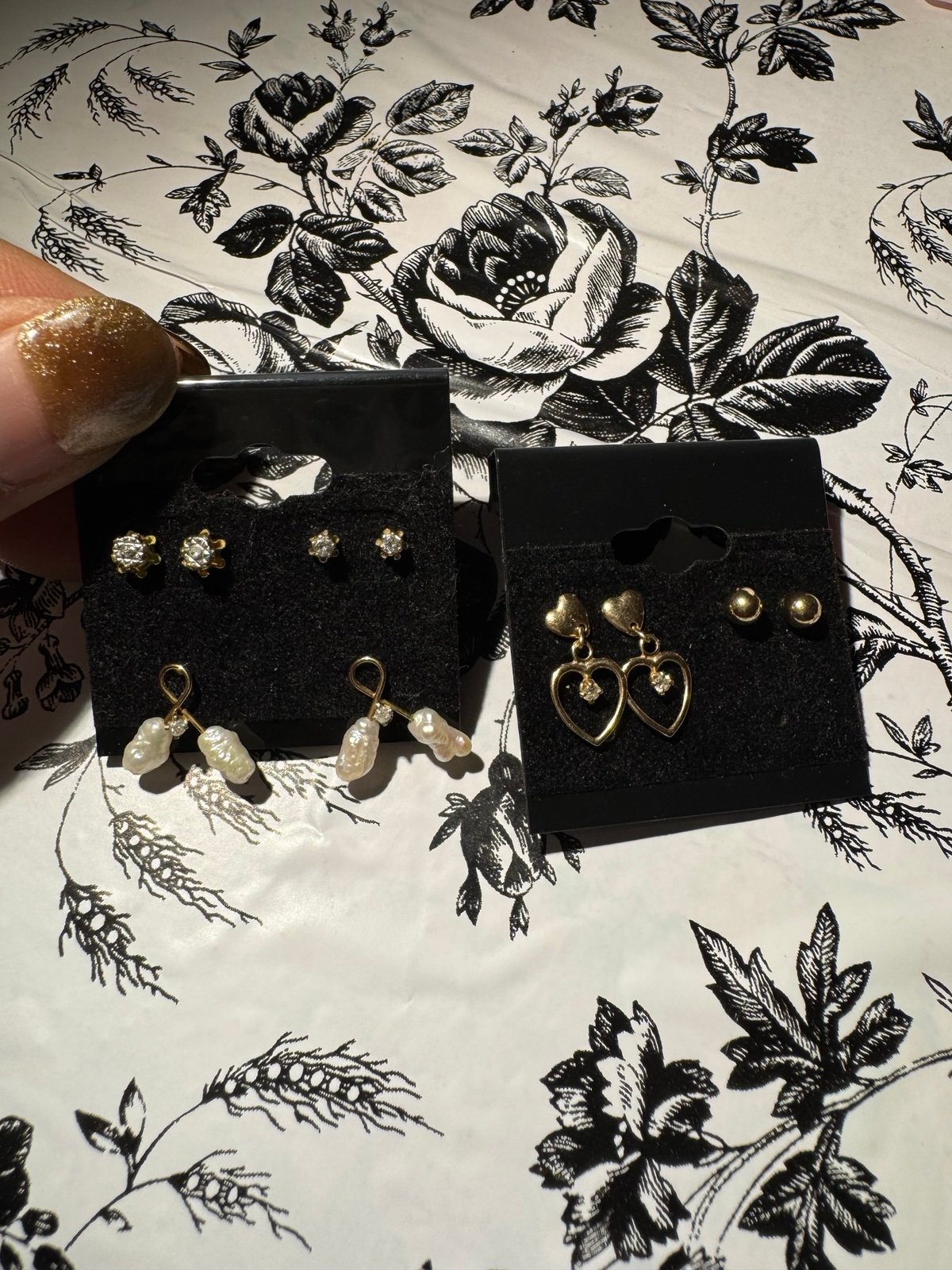 5 pairs 14k diamond earrings