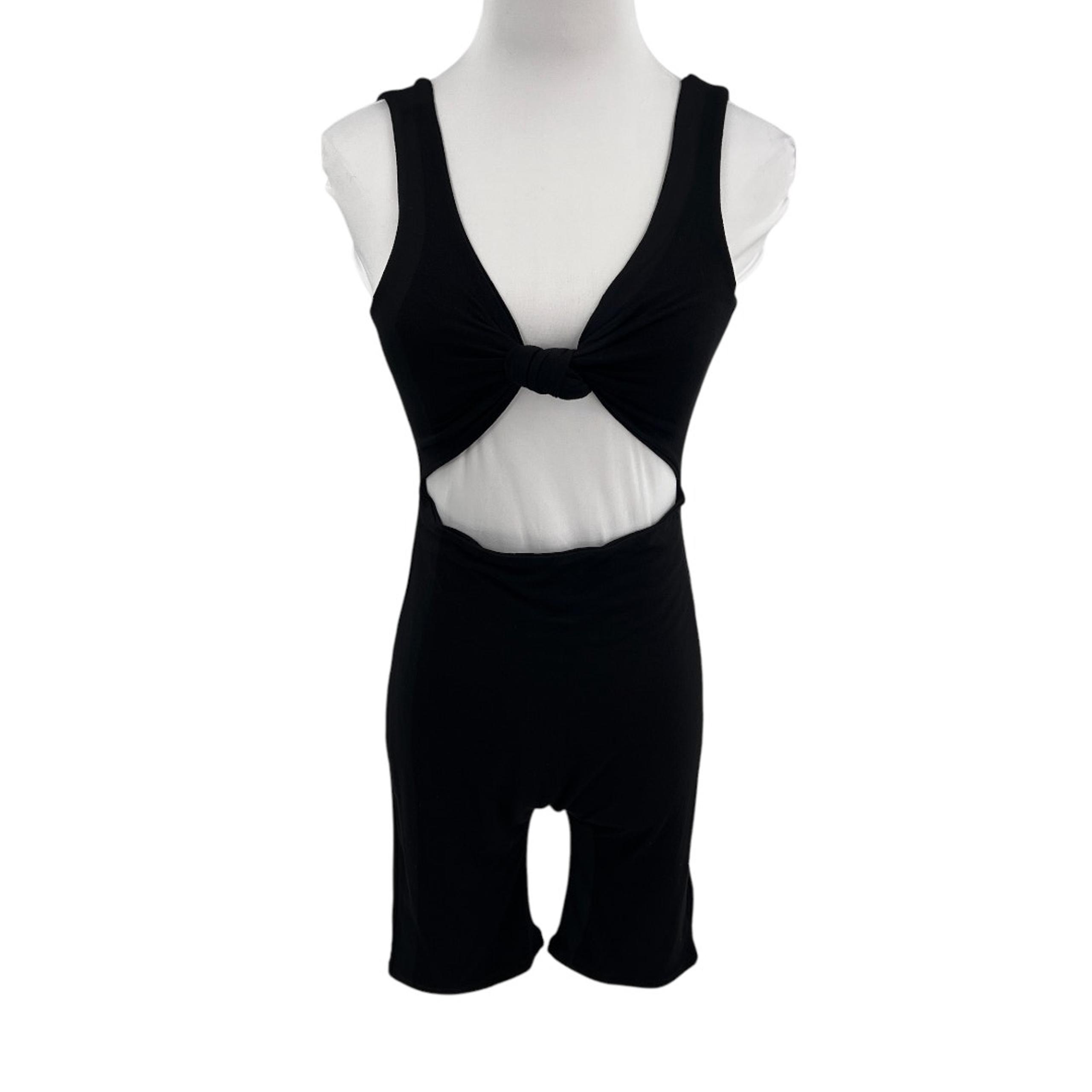 Naked Wardrobe Womens Black Love U Knot Cutout Romper Jumpsuit Size Small S