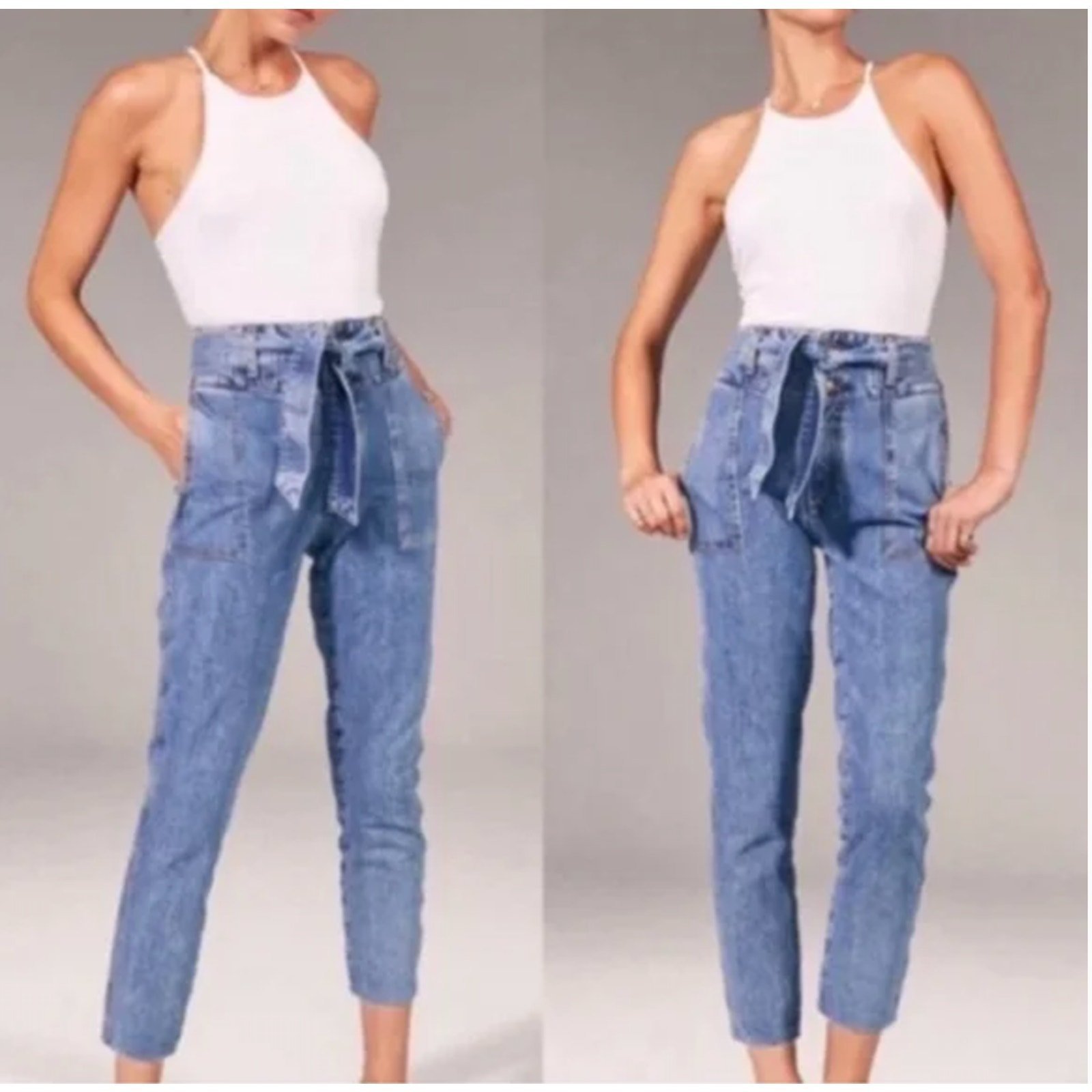 Abercrombie and Fitch Ulta High Rise Belted Denim Jeans Women’s Size 26 2