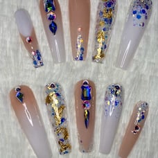 XXL Nude Sparkle Swarovski Press On Nail