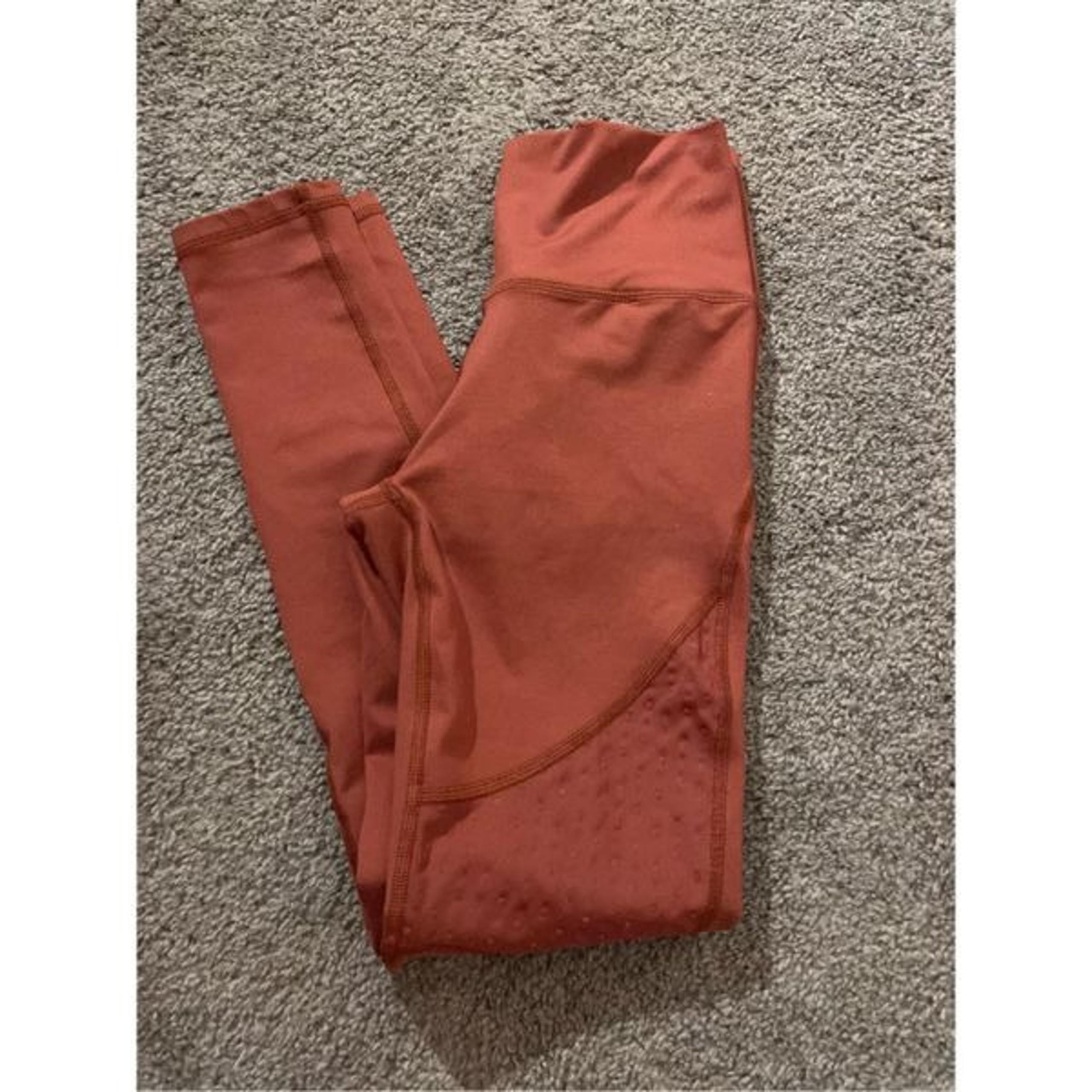 aerie size small women’s brown red leggings with mesh inserts