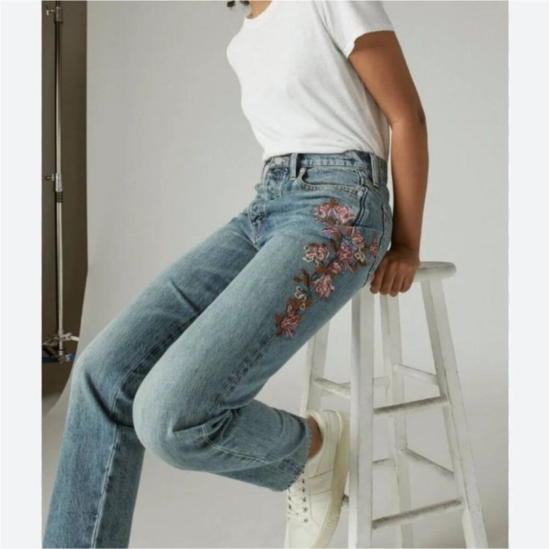 Lucky Brand Drew Floral High Rise Mom Jean NWT Size 4/27