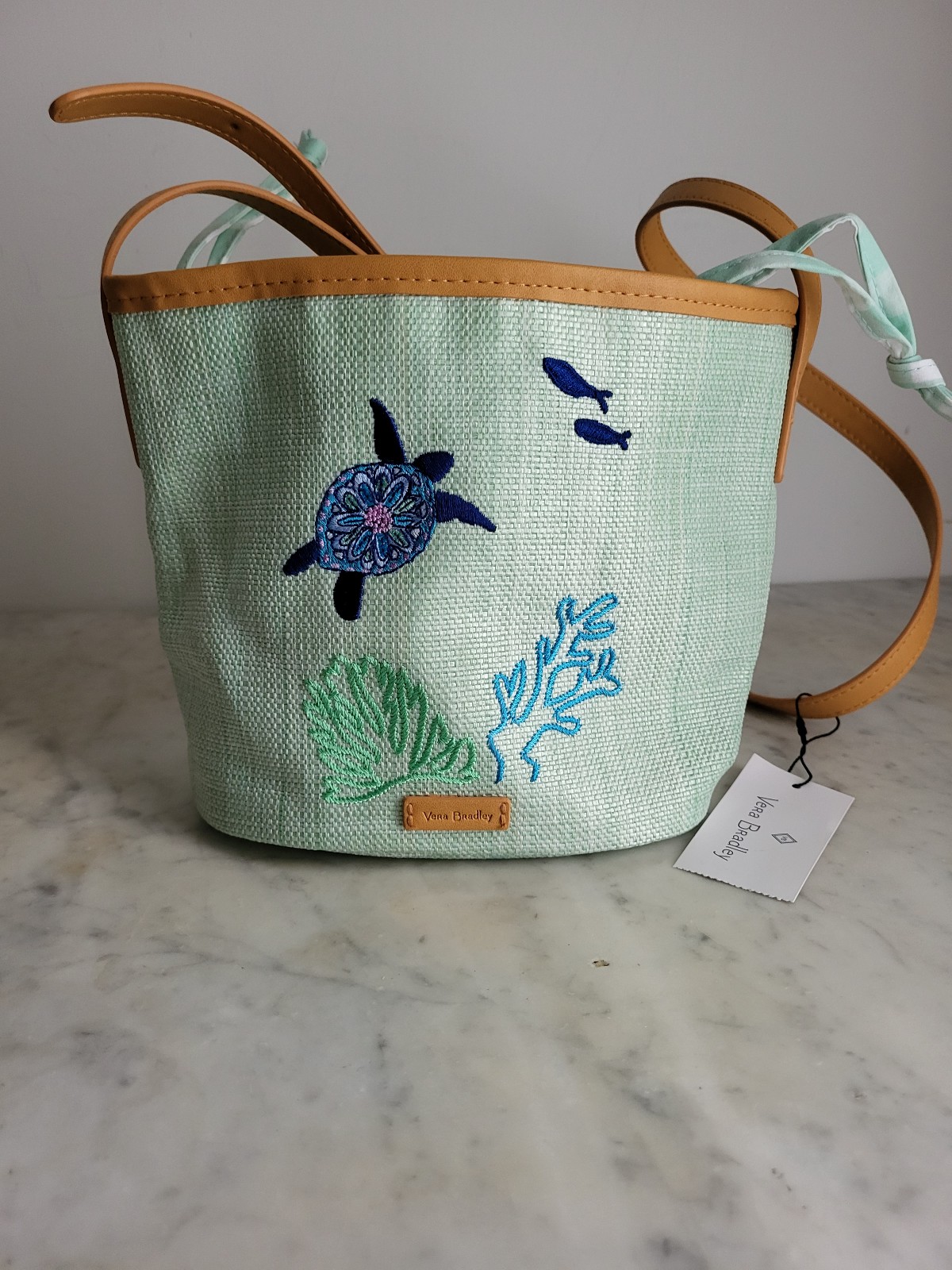 Vera Bradley Straw Crossbody Turtle Dream