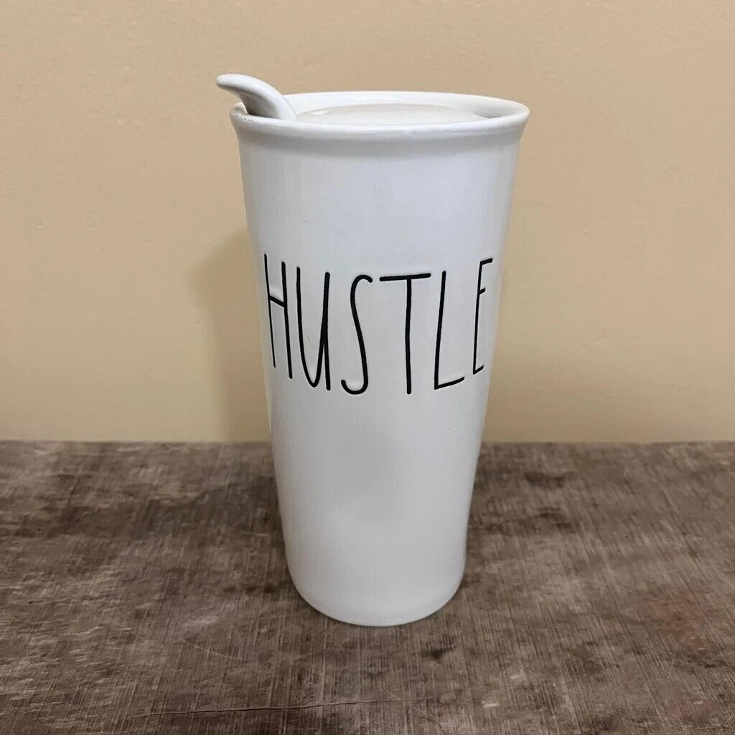 Rae Dunn Hustle Ceramic Travel Mug