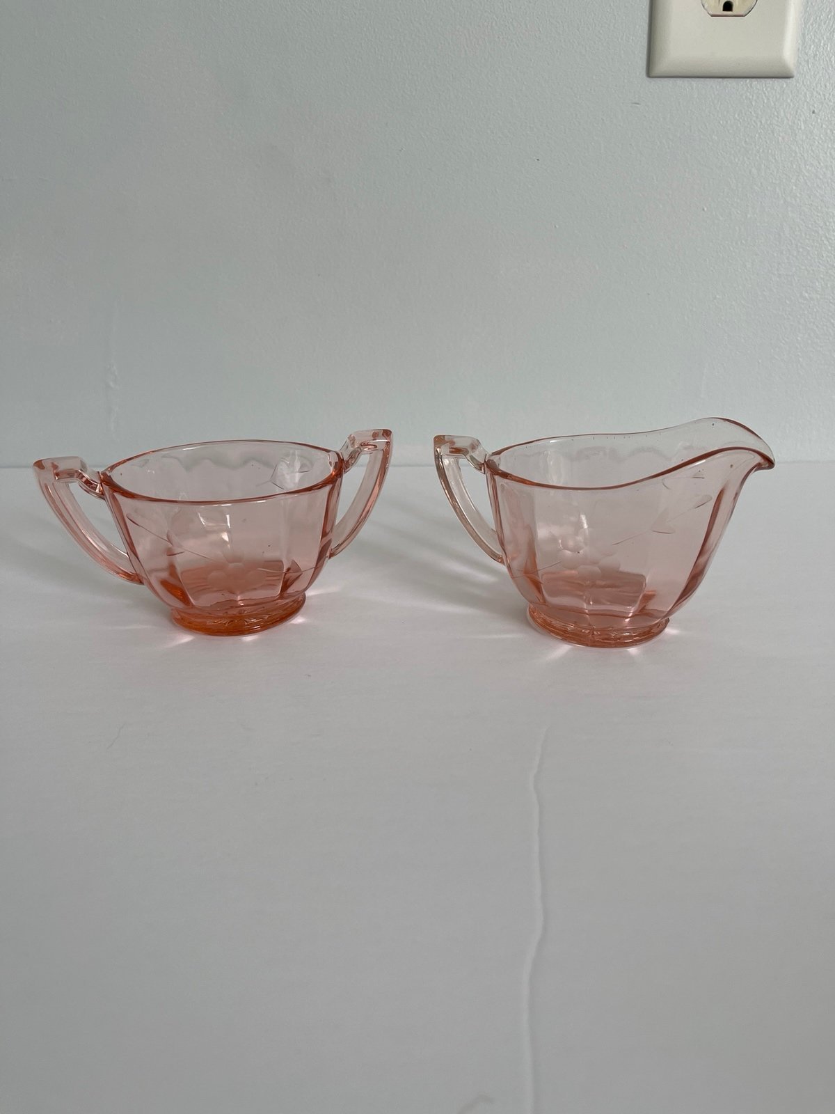 Vintage pink depression glass