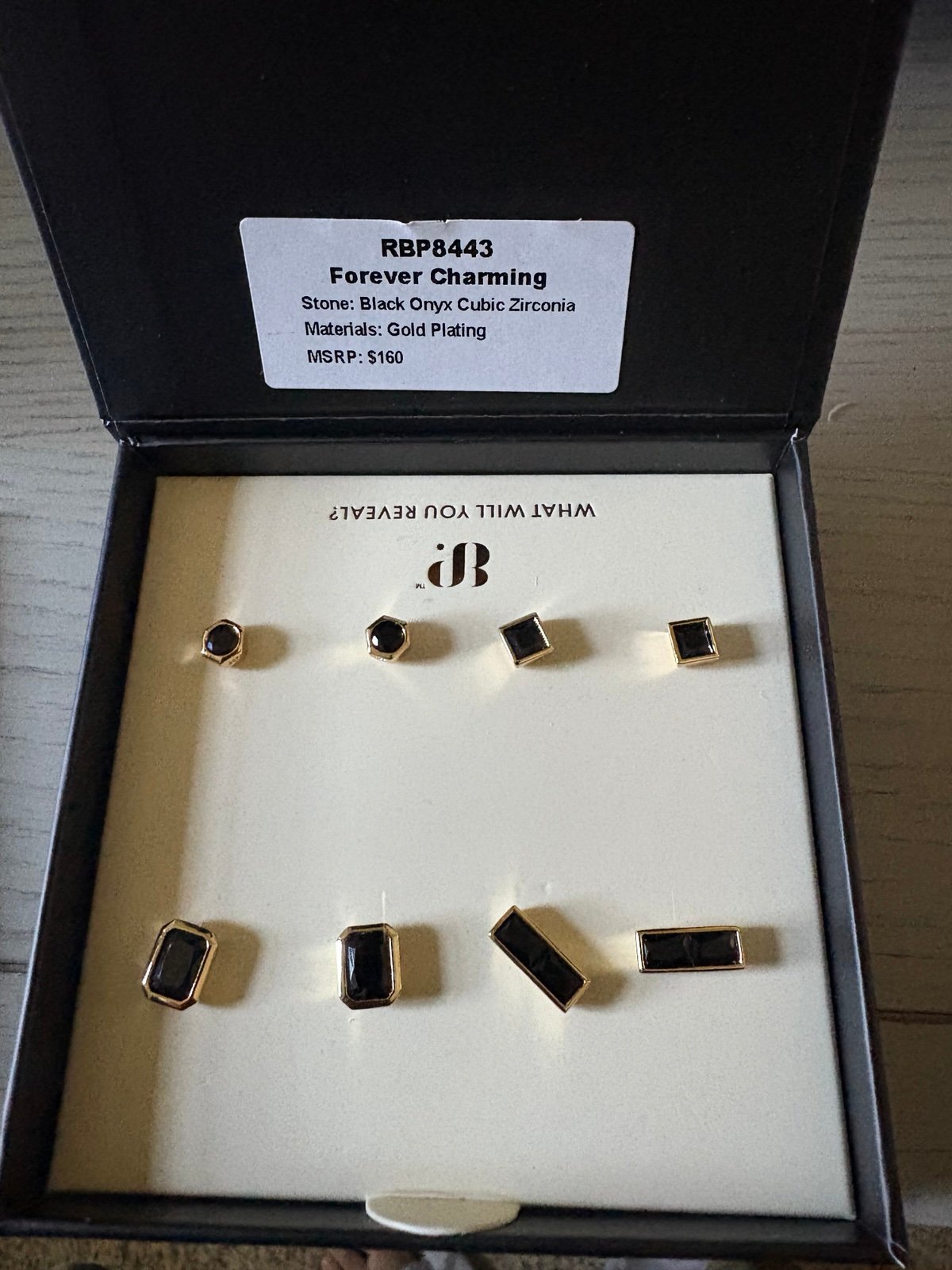 Earrings Simply Studs Forever Charming Gold Plating Black Onyx