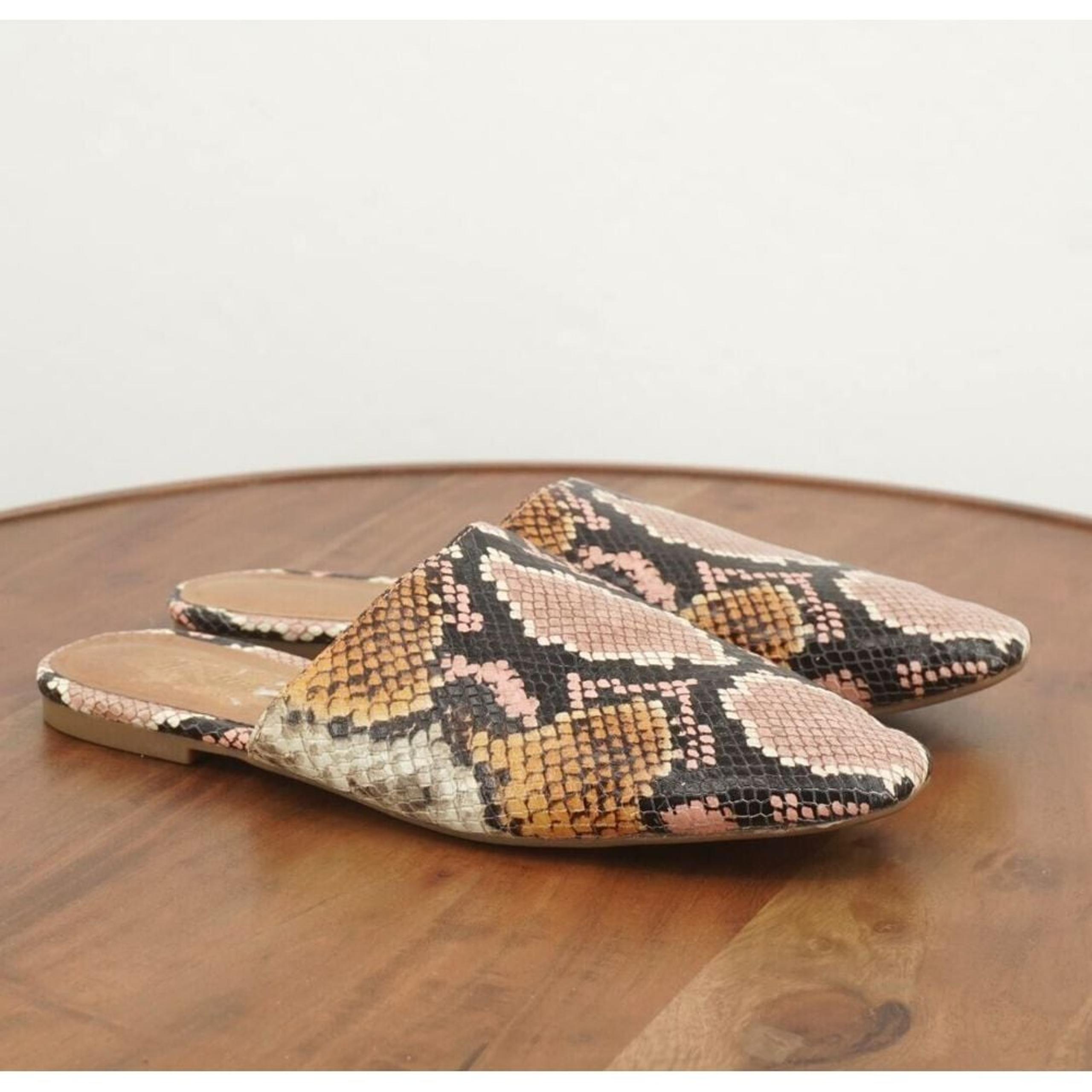 Madewell ah704 Womens The Cory Mules Slip On Snake Print Leather Pink 8.5