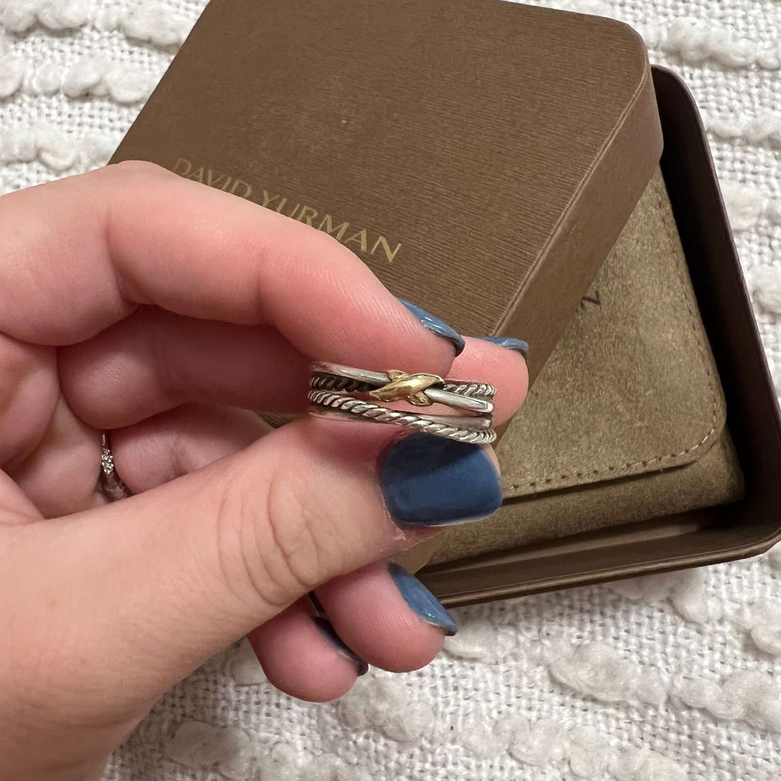 David Yurman X Crossover Band Ring in Sterling Silver with 18K Yellow Gold, 6mm