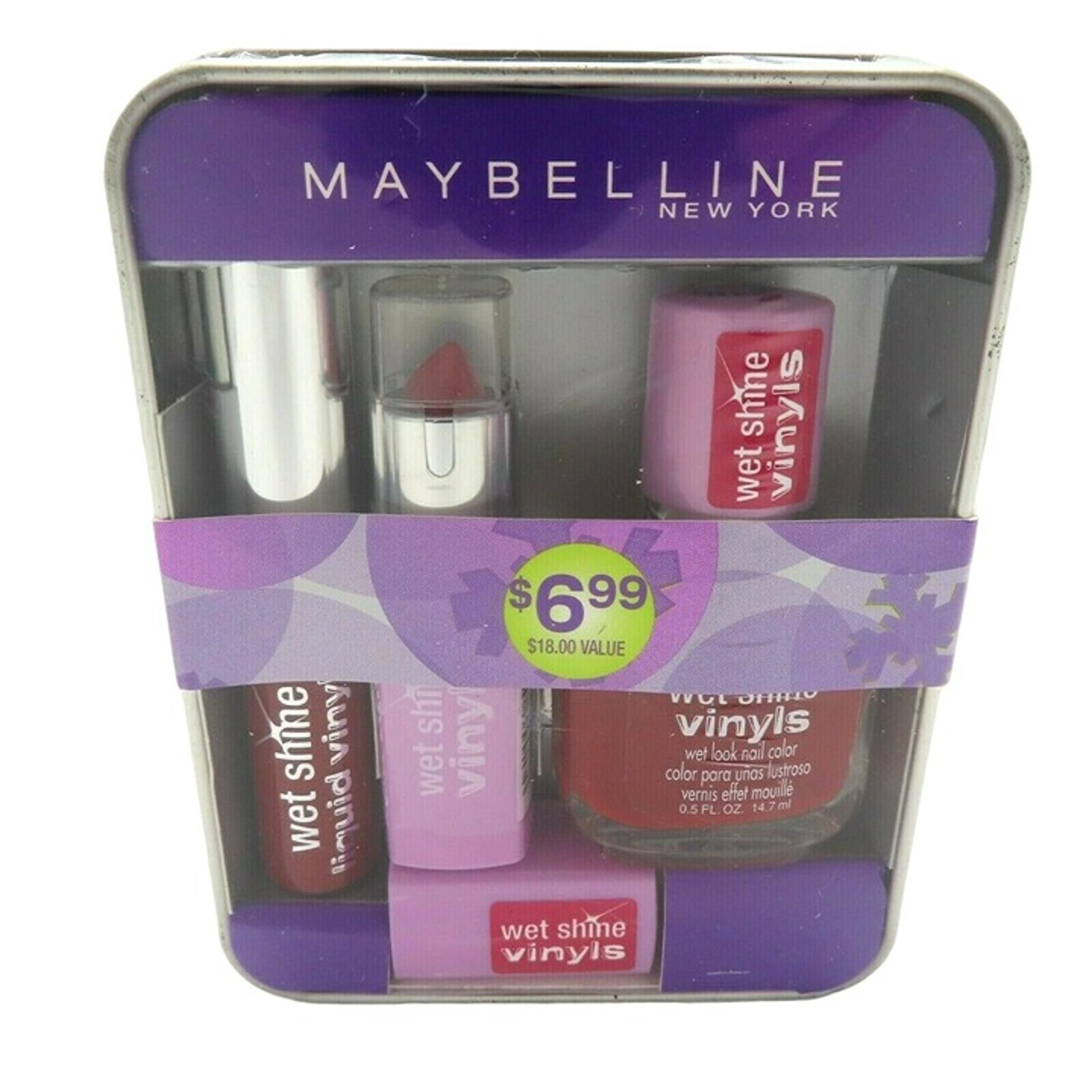 Maybelline Vinyls Set Red Lipstick Liquid Lip and Nail Polish Kit 2000s Y2K NEW