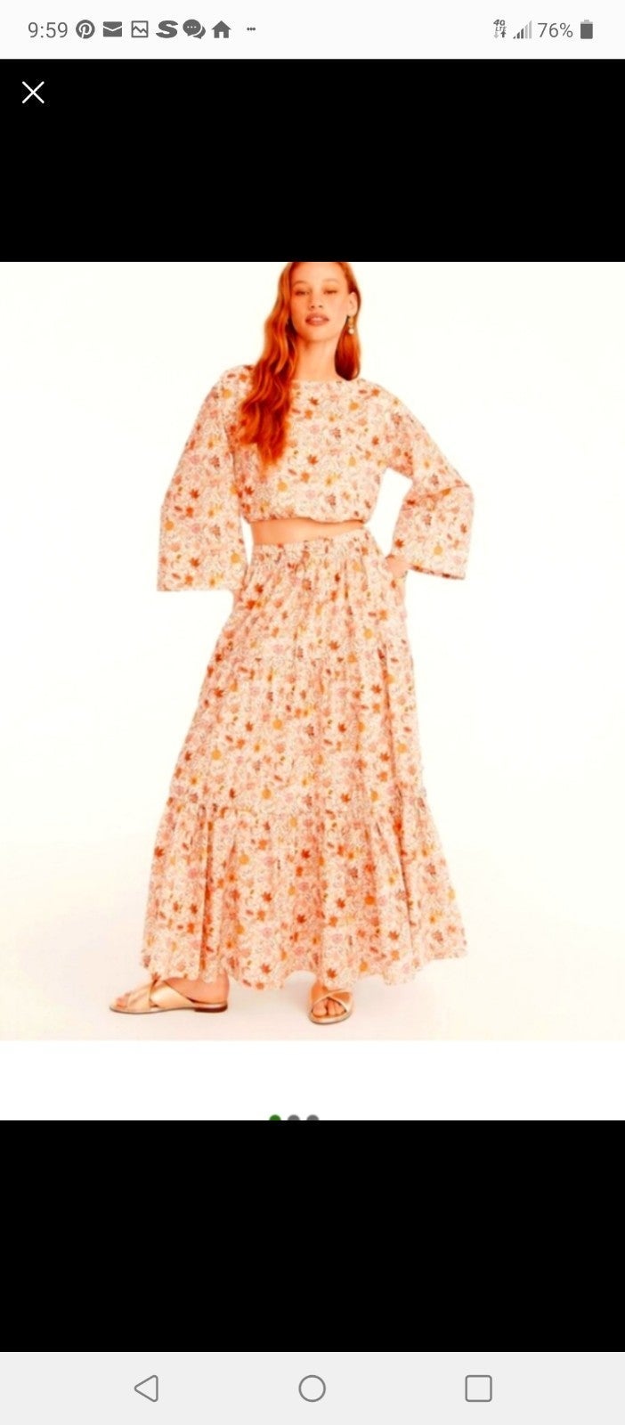 J Crew imagined Tiered Organic Maxi Skirt and Crop Top in size medium.